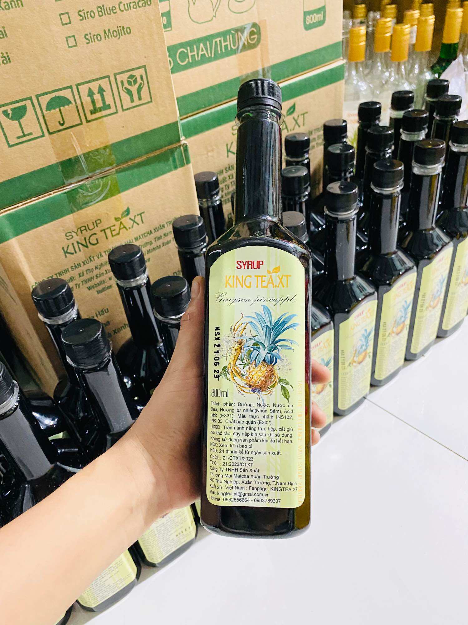 Siro sâm dứa king tea chai nhựa 800ml