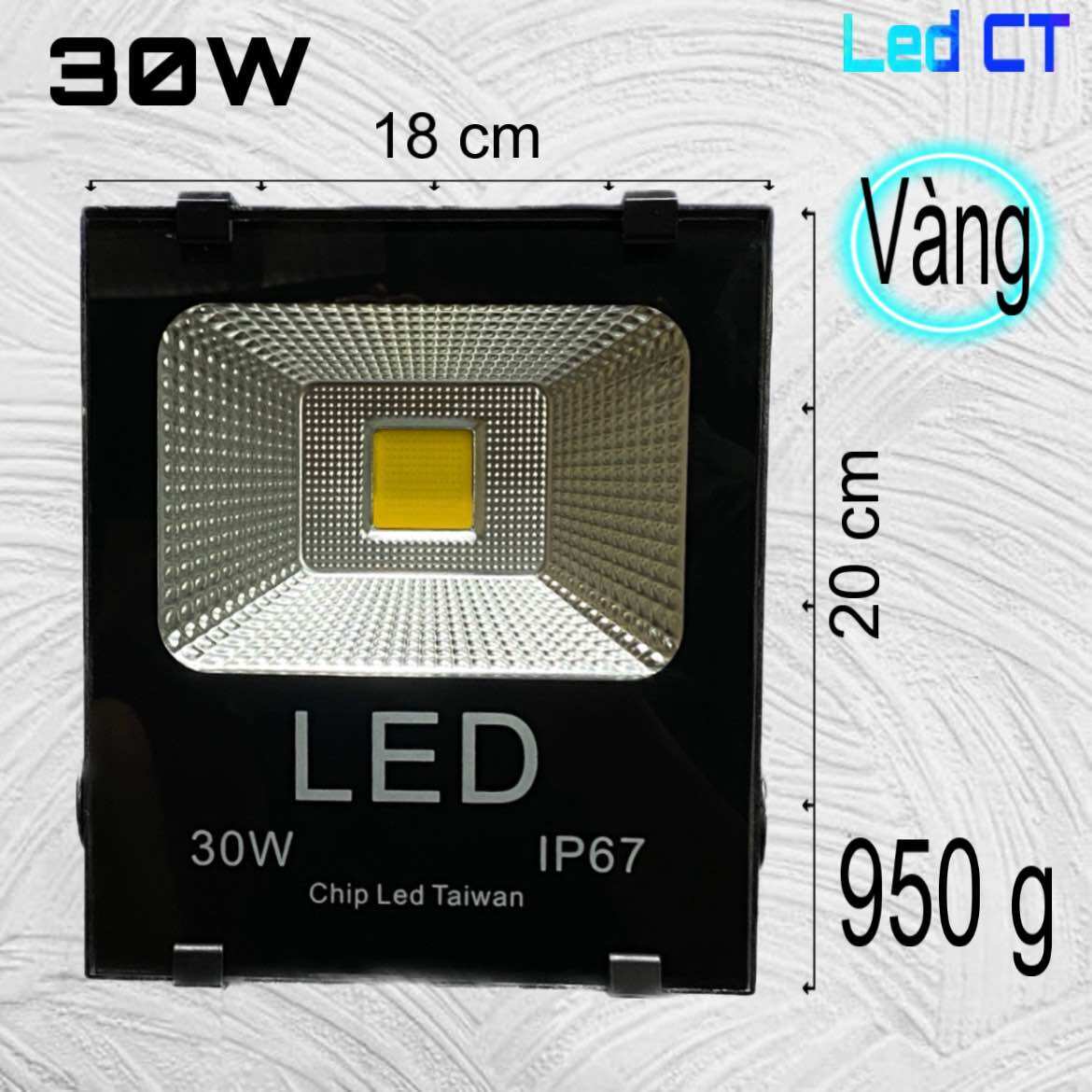 (Combo 2 Cái) Đèn pha LED 30W Thân Nhôm (Trắng, Vàng, Xanh lá, Xanh dương, Đỏ, Đổi màu)