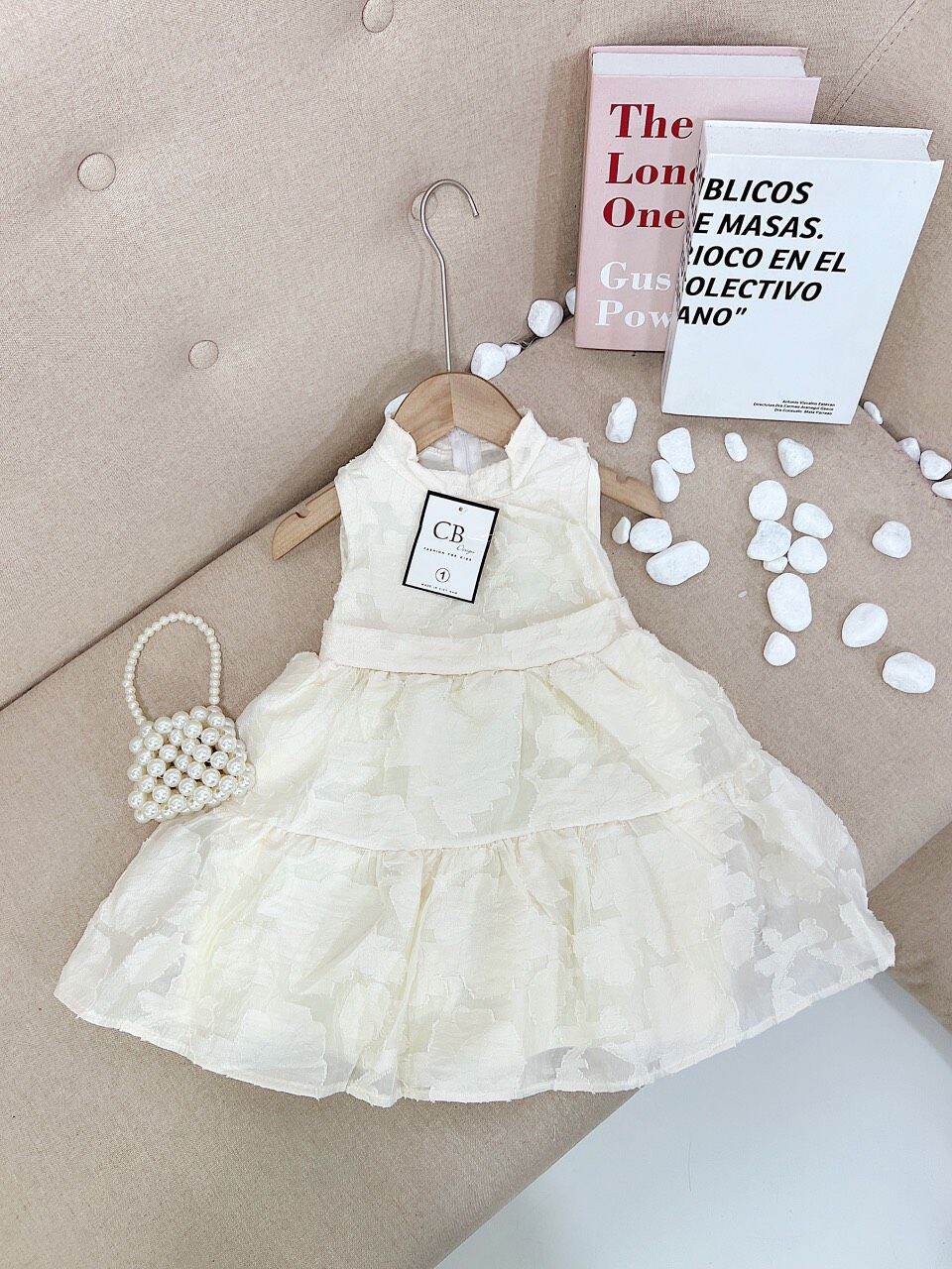 Váy ren công chúa thiết kế nơ xinh cho bé gái 8 - 18kg