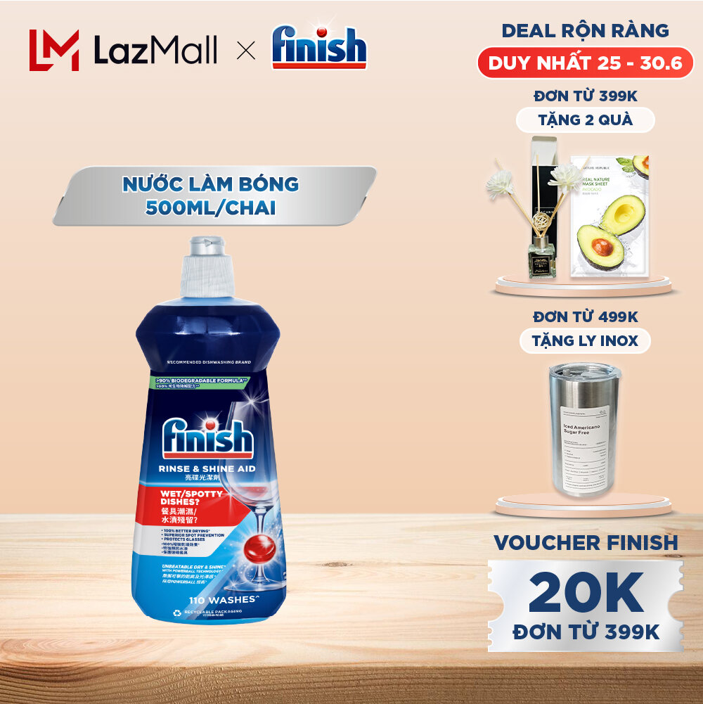Nước Làm Bóng Chén Bát Finish Rinse & Shine Aid - chai 500ML