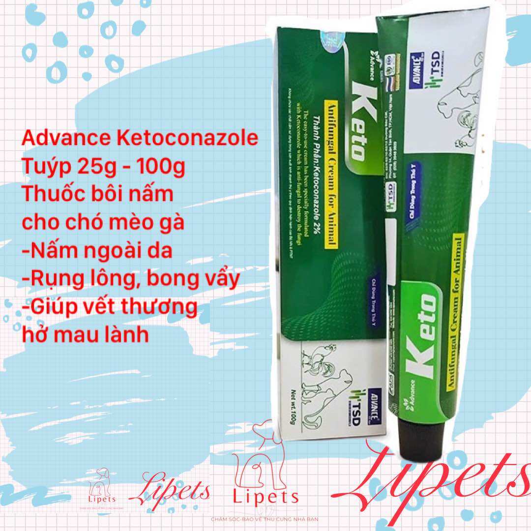 Advance Keto - Ketoconazole dạng gel bôi ngoài da giúp tr ị nấm da cho chó mèo 25g