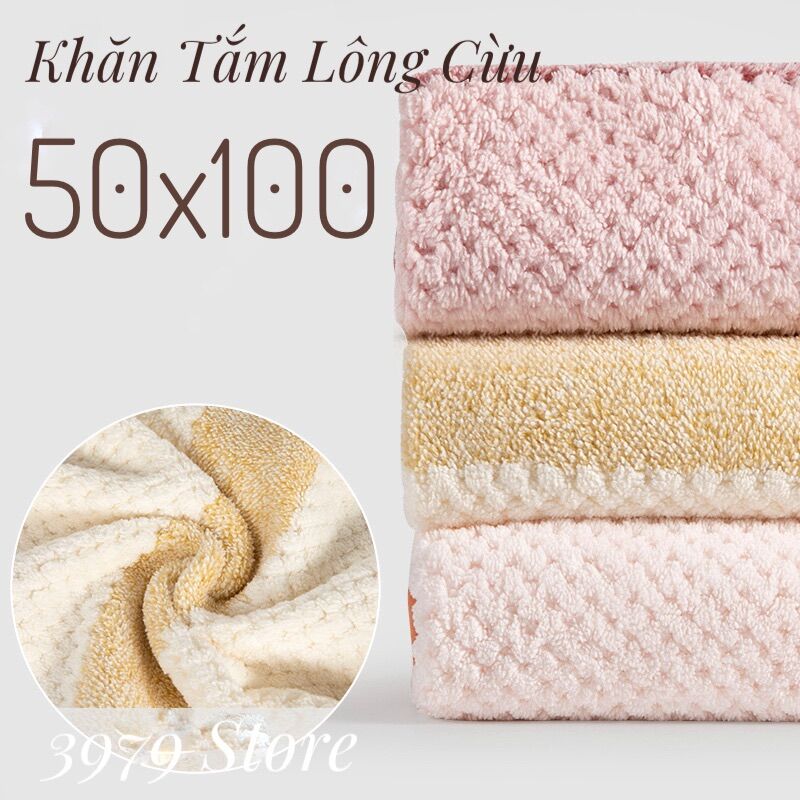Khăn tắm lông cừu xuất hàn cao cấp dày 50x100