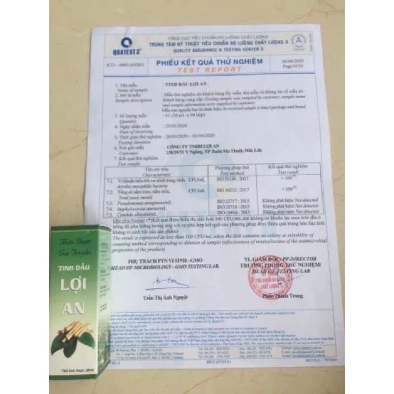 Tinh dầu lợi an dành cho bé