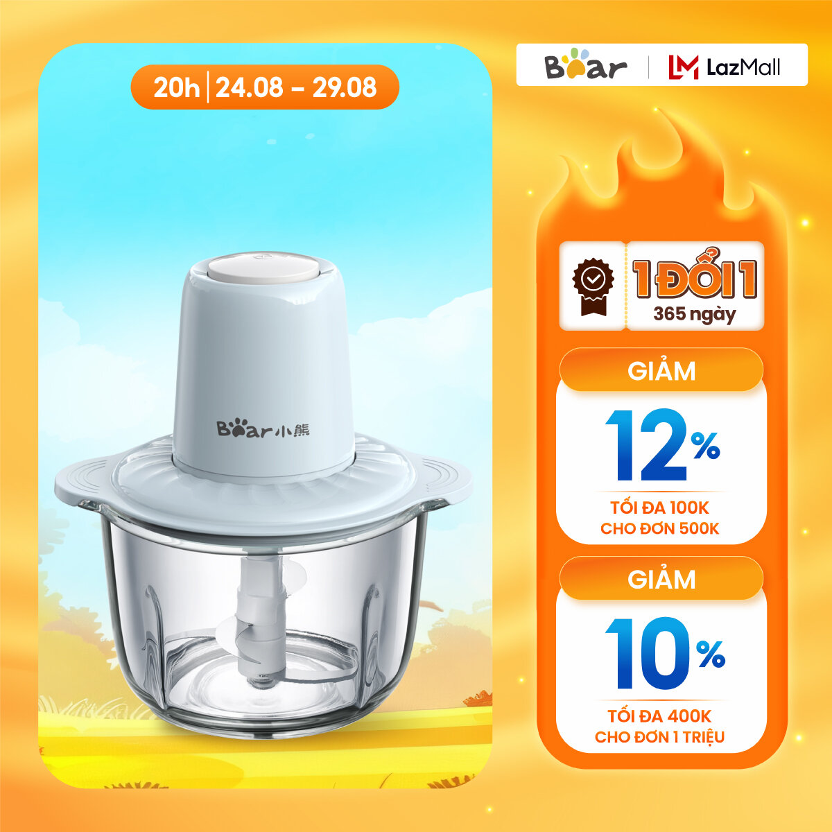 Máy xay thực phẩm đa năng 2l bear qsj-c03b1 - hàng chính hãng
