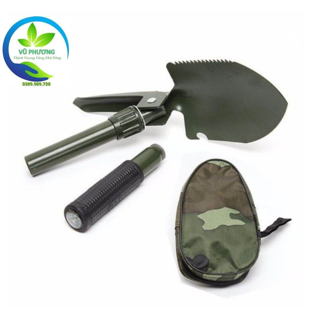 Xẻng gấp đa năng 5in1, xẻng quân dụng, xẻng du lịch kt dài 42cmx rộng 10cm