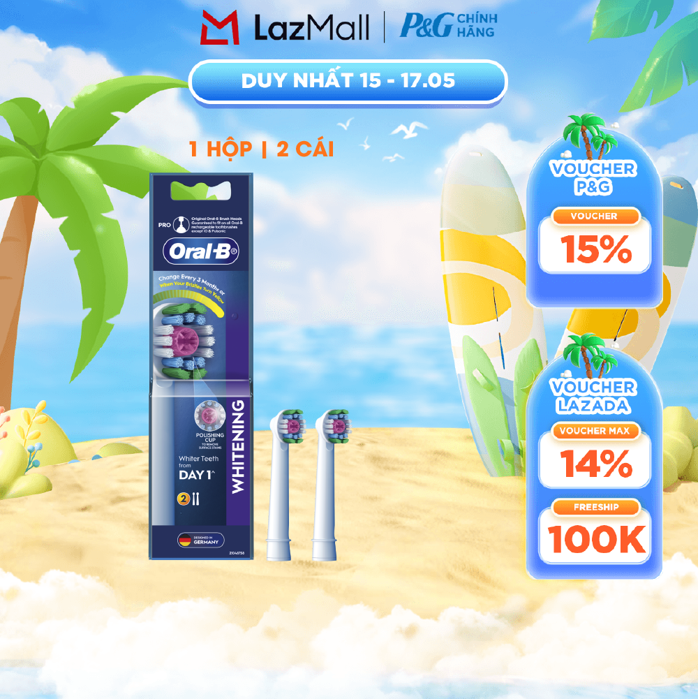 Đầu bàn chải điện thay thế Oral-B WHITENING - Hộp 2 Cái