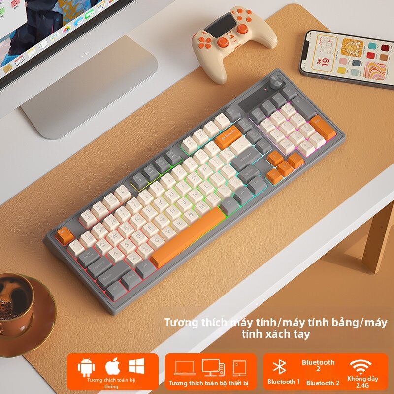 Bộ Bàn Phím Chuột Bluetooth Không Dây Mechanical Feel Gaming Double Mode Charging Office Use K98 Non