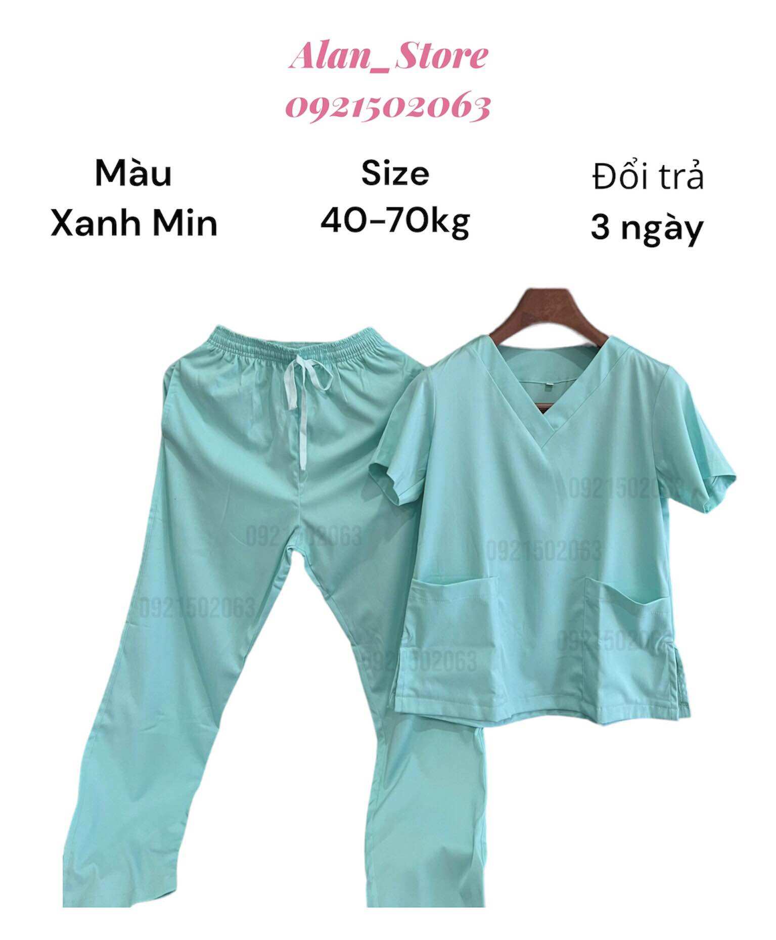 Đồng phục spa/đồng phục y tế nữ màu xanh min chất lượng