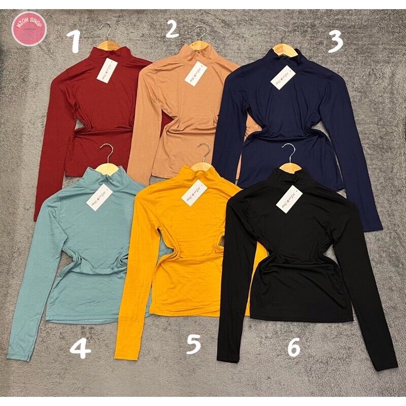 Combo 3 áo thun body tay dài cổ lọ thun lụa