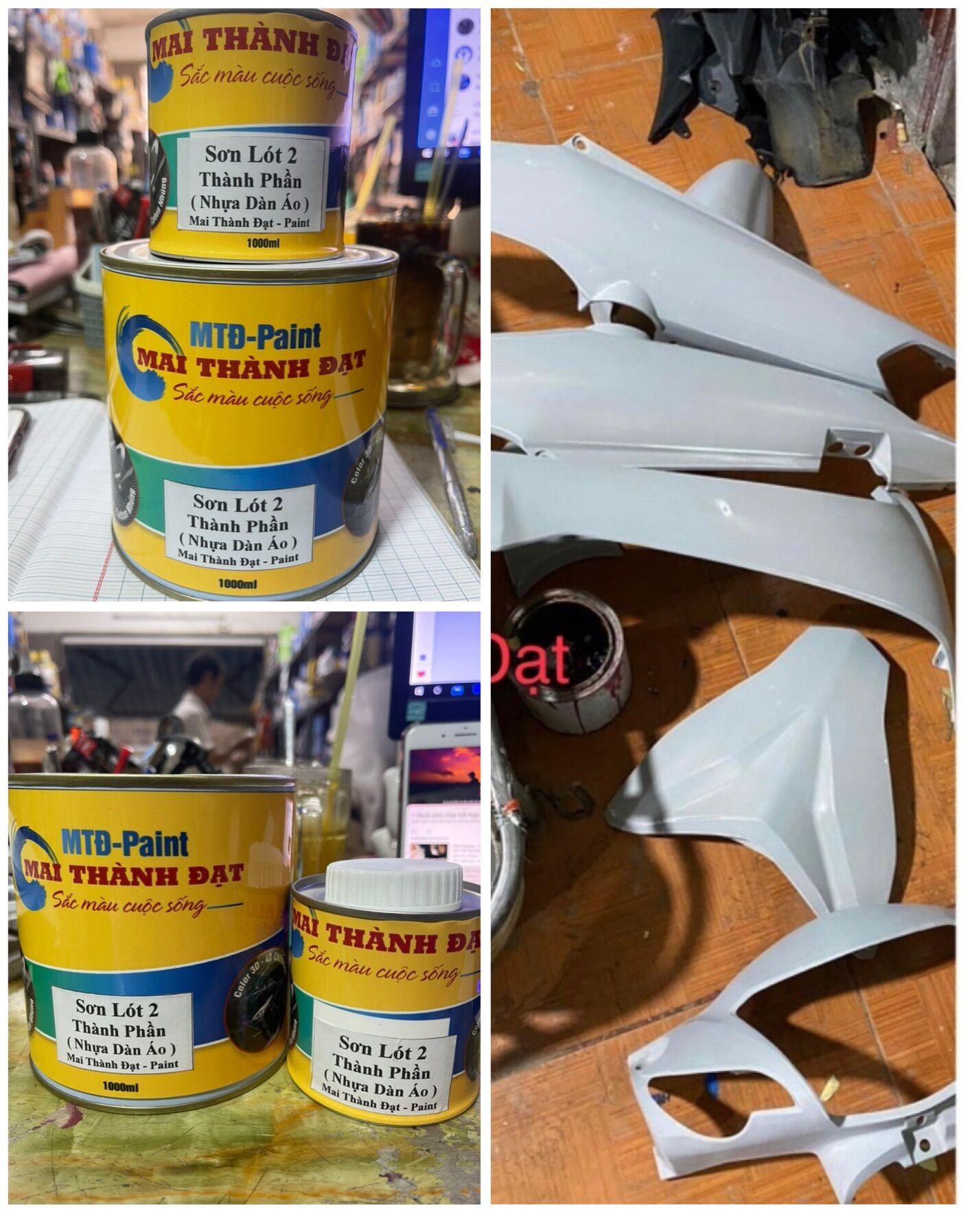 Sơn Lót Xám Dàn Nhựa Áo 2 TP( Sơn oto - xe máy ) Bộ 1kg2