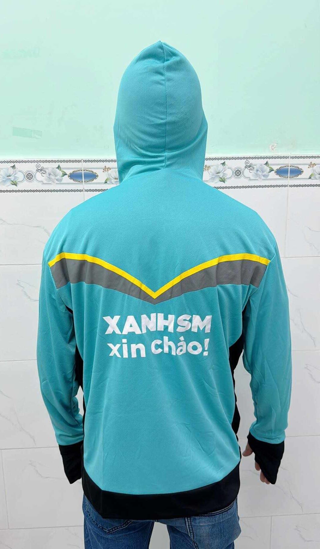 Áo khoác Xanh SM chất thun chống nắng ( size 50 _ 95 kg )