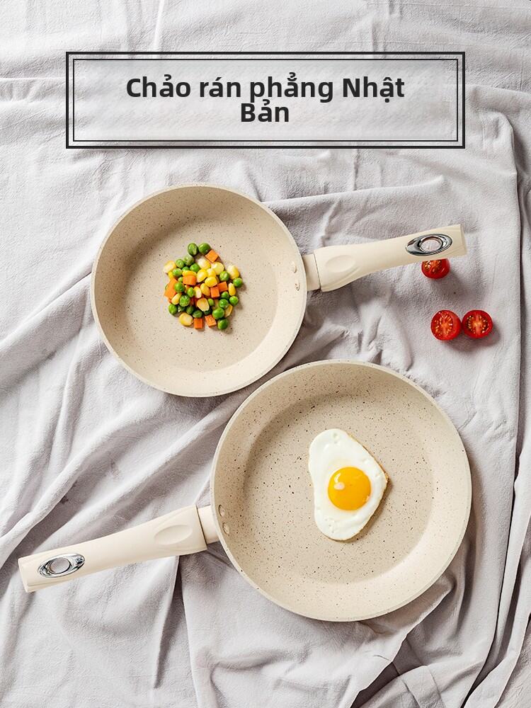 Chảo Chống Dính Đá Mạch Nha Chảo Phẳng Nhỏ Chảo Hầm Bít Tết Chảo Bánh Xèo Chảo Trứng Đa Năng Chảo Phù Hợp Với Bếp Từ Và Bếp Gas