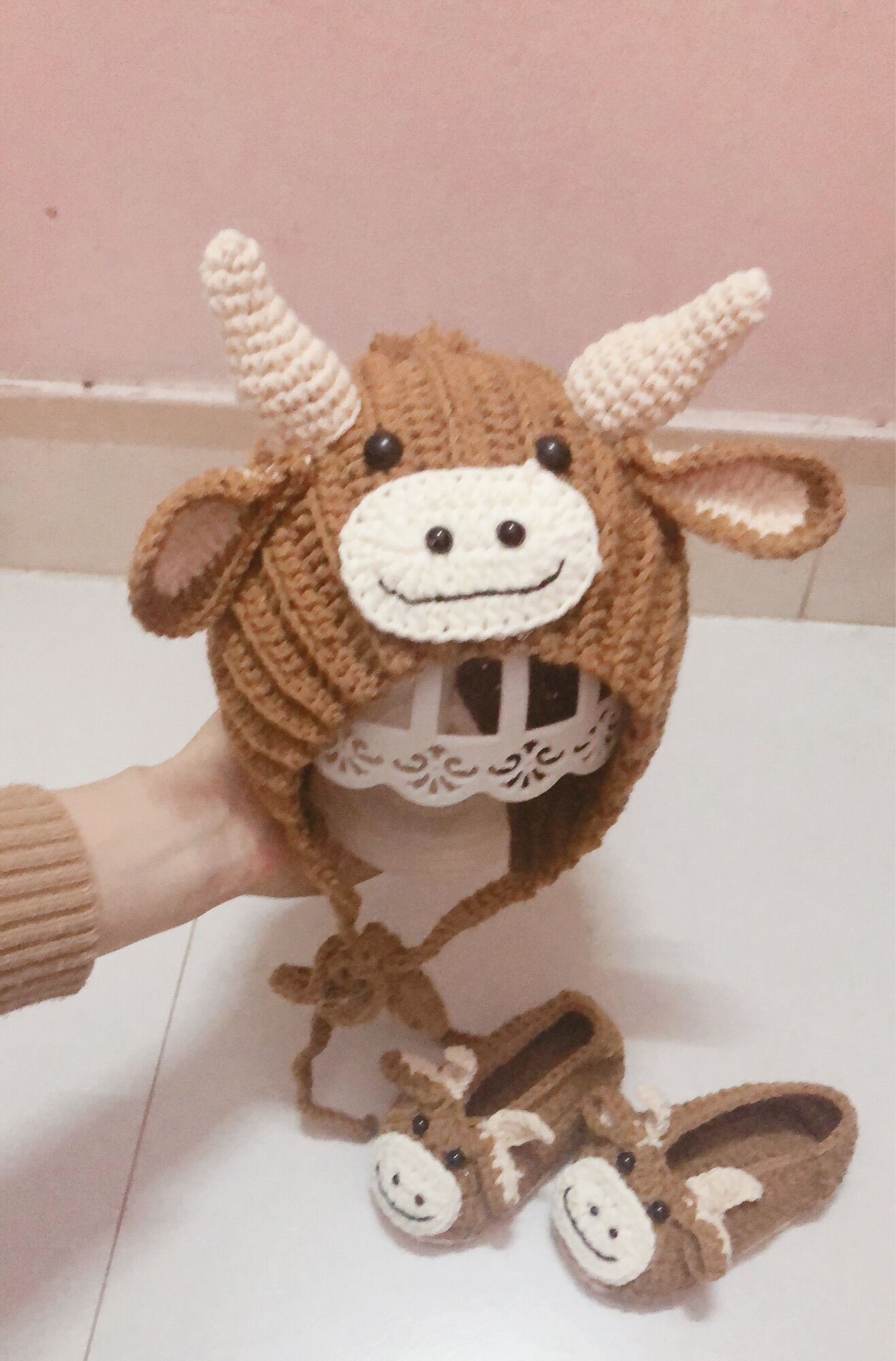 Mũ len cho bé set mũ trâu bonnet cho bé trai