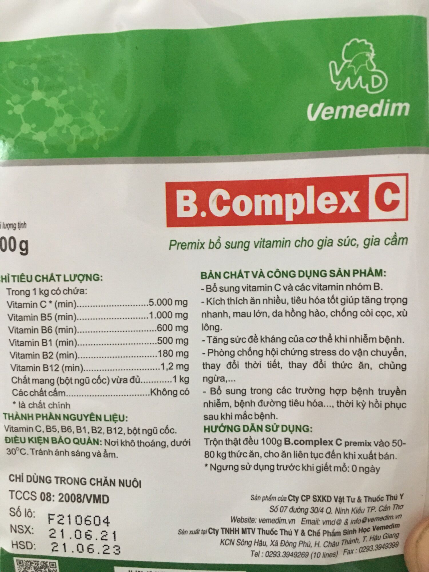 1 Bịt Bcomplex+c cho gà, chim và thú cưng 100gam/gói