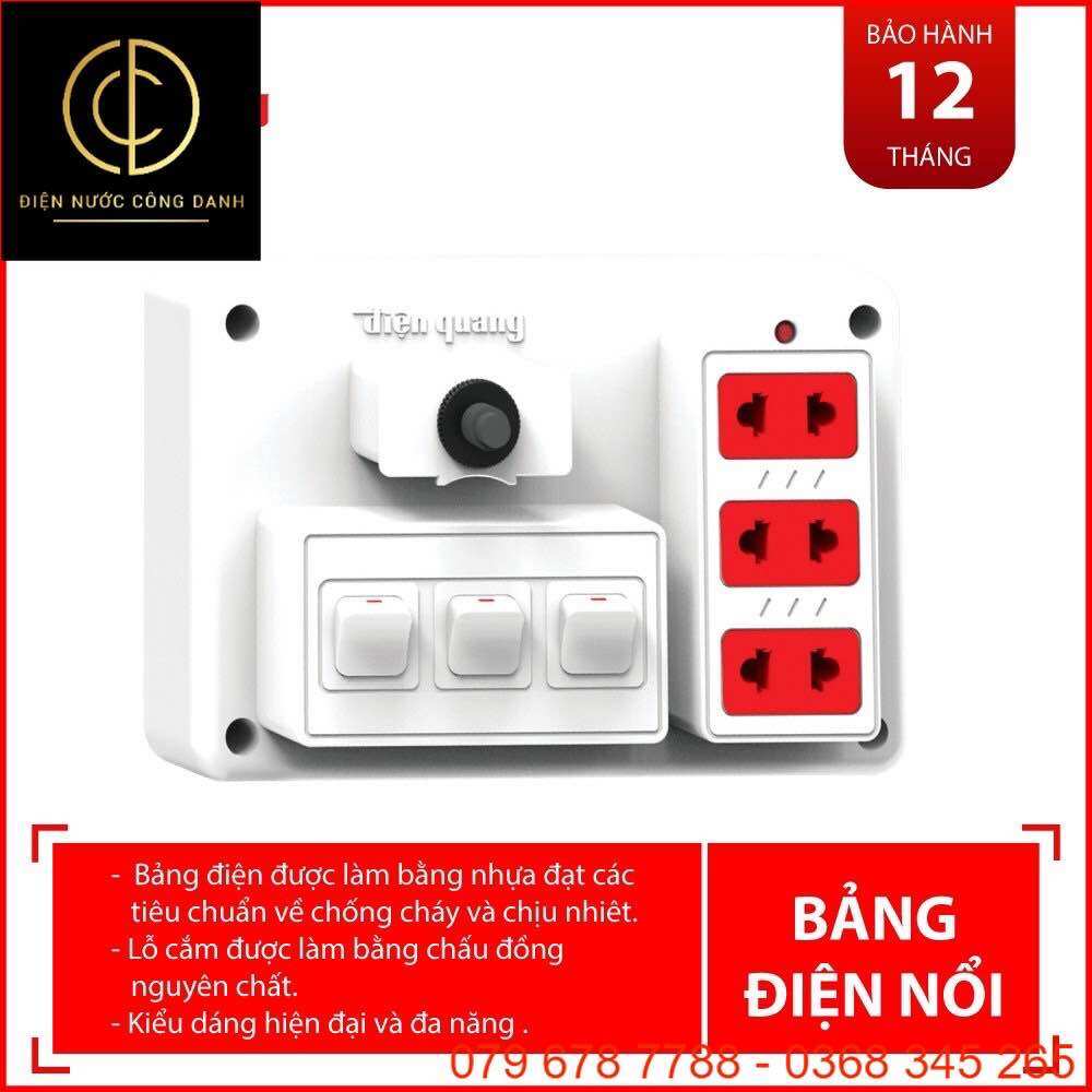 Bảng điện nổi 3 công tắc điện quang