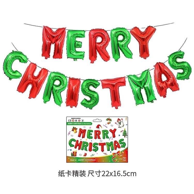 Bộ bóng chữ Merry Christmas Đỏ  partyshop