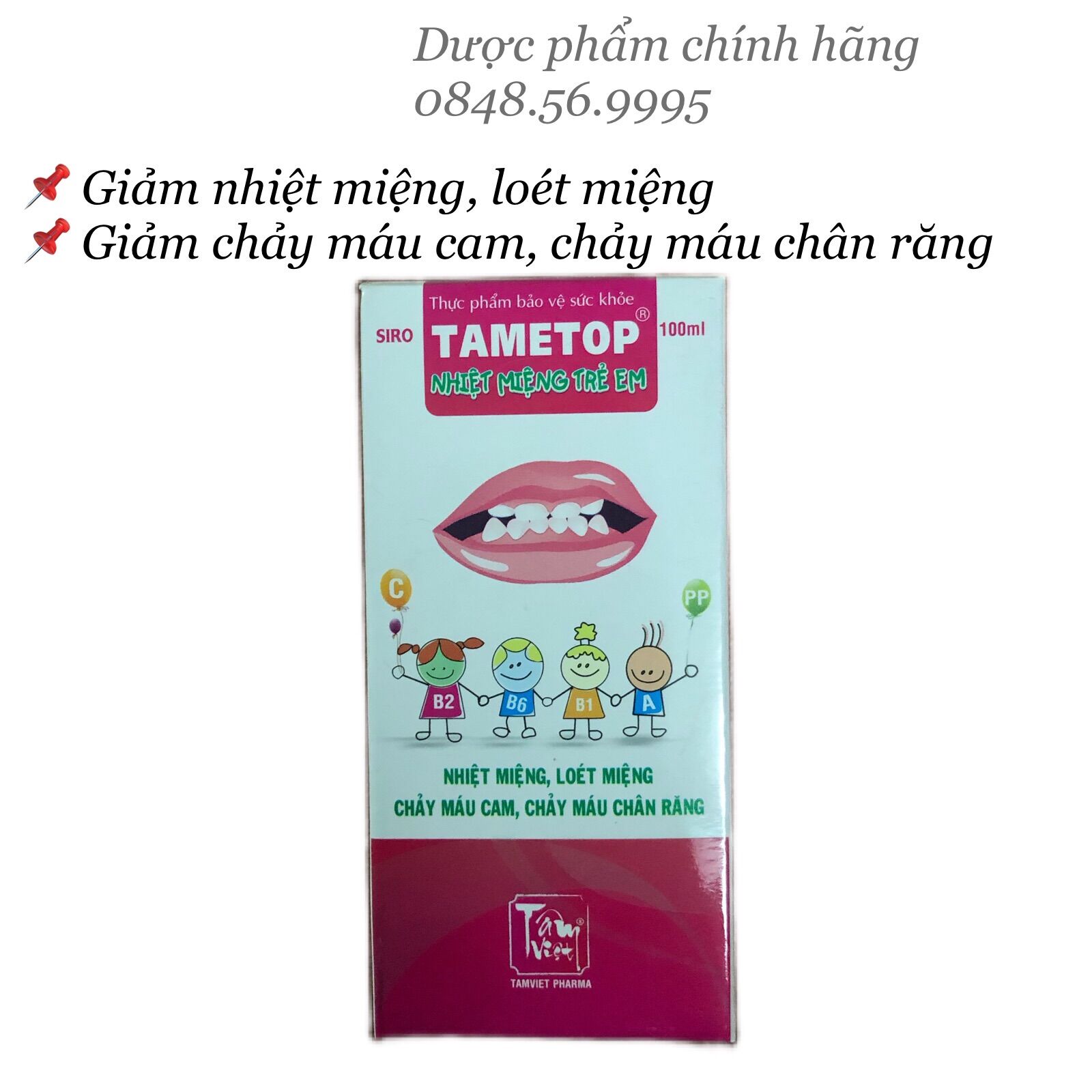 Nhiệt miệng trẻ em - siro tametop lọ 100ml - giảm nhiệt miệng, loét miệng, chảy máu cam, cháy máu chân răng
