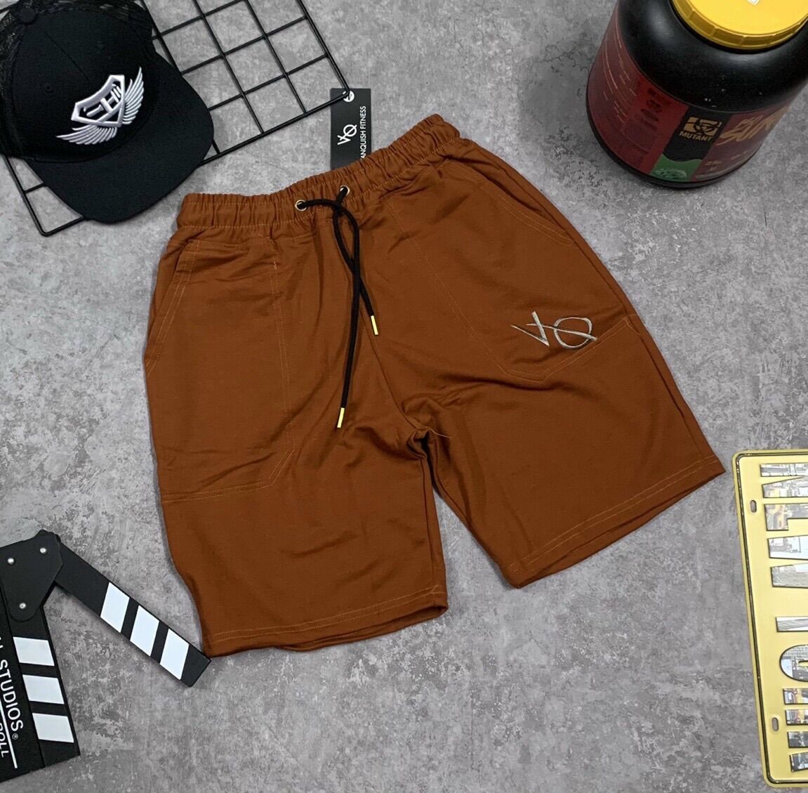 [sale sốc] quần short gym nam VANQUISH nỉ da cá cao cấp.