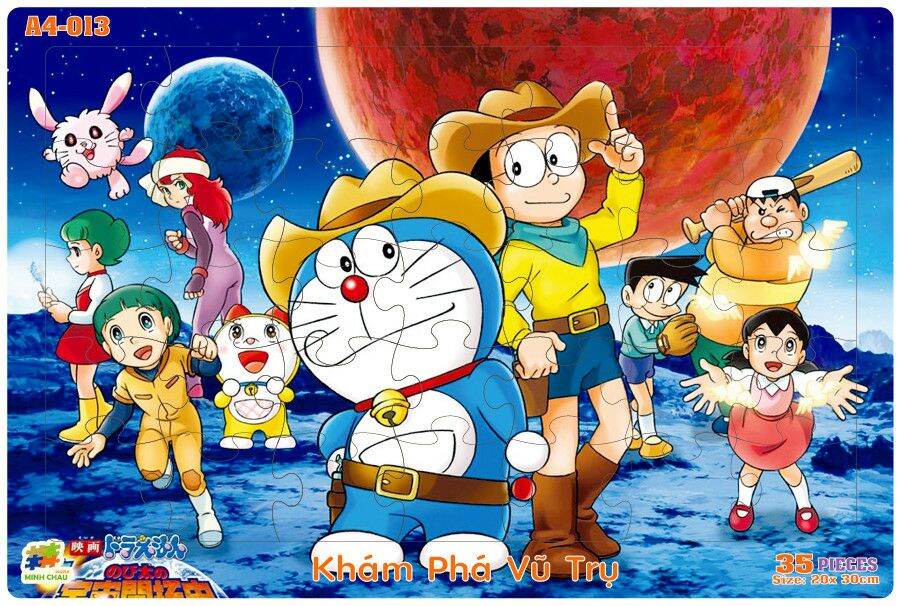 Bộ tranh xếp hình 35 mảnh - DOREAMON - KHÁM PHÁ VŨ TRỤ ( Mảnh ghép to cho bé từ 2 - 6 tuổi xếp dễ dàng hơn)