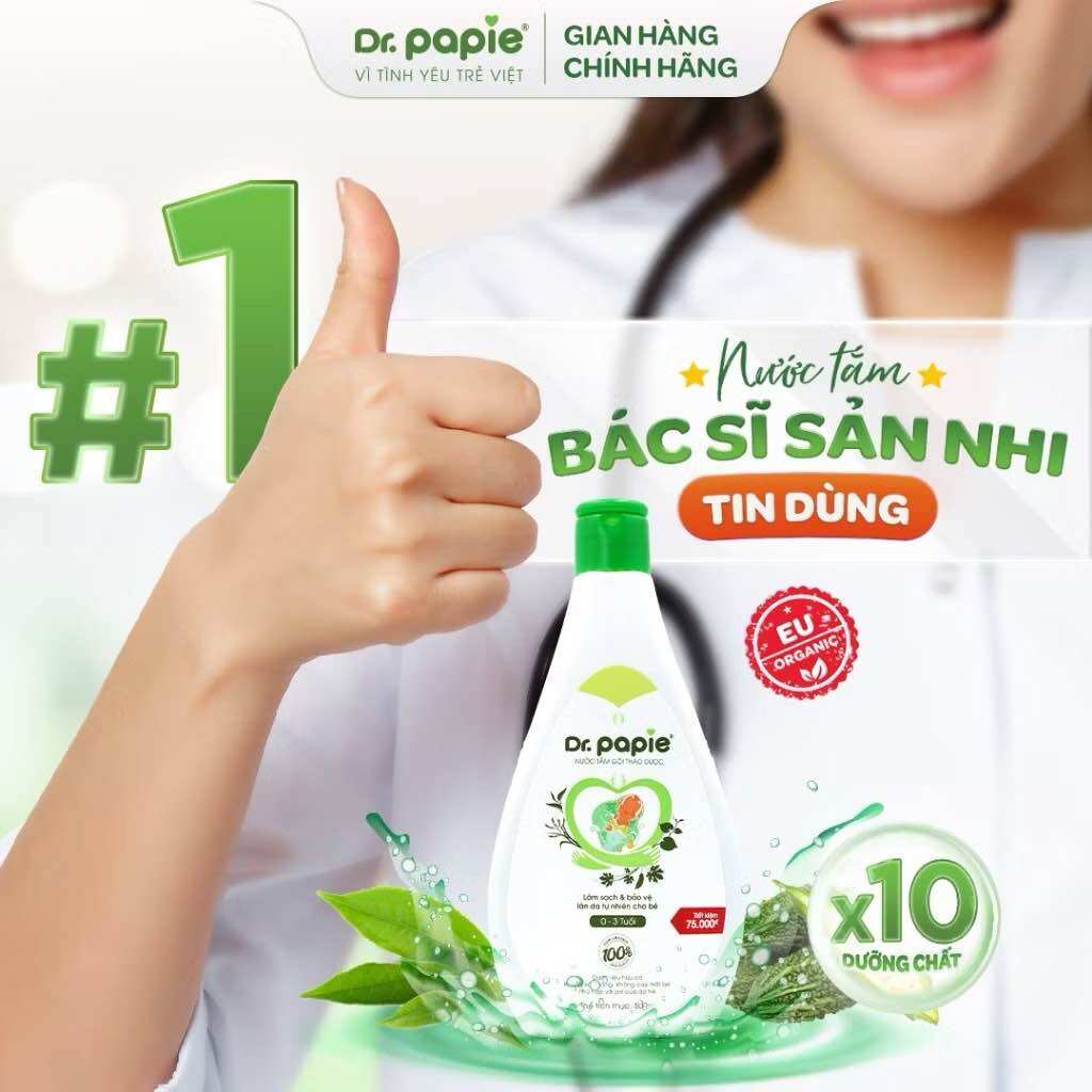 Nước tắm gội thảo dược Dr. Papie (Chai 500ml)