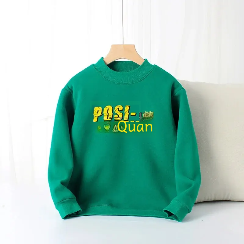 Trẻ em mùa đông áo khoác nỉ có cổ cao dài ấm áp chất liệu cotton trung kích thước lớn hoa xanh xanh dương áo khoác áo nỉ