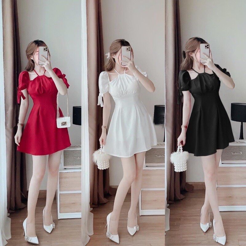 [Ảnh thật] 55-90kg Bigsize ĐẦM CỔ YẾM XINH XẮN