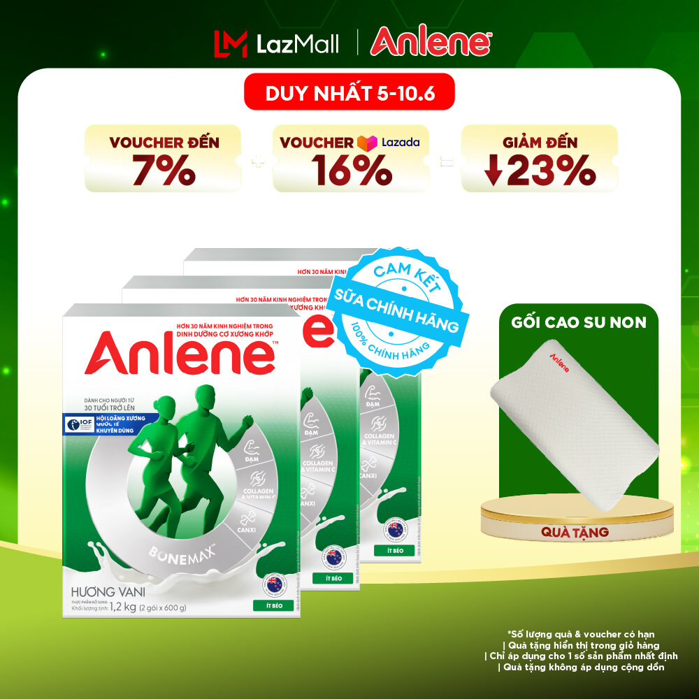 [Voucher giảm đến 26%]Combo 3 Sữa Bột Anlene Hương Vani 1.2Kg
