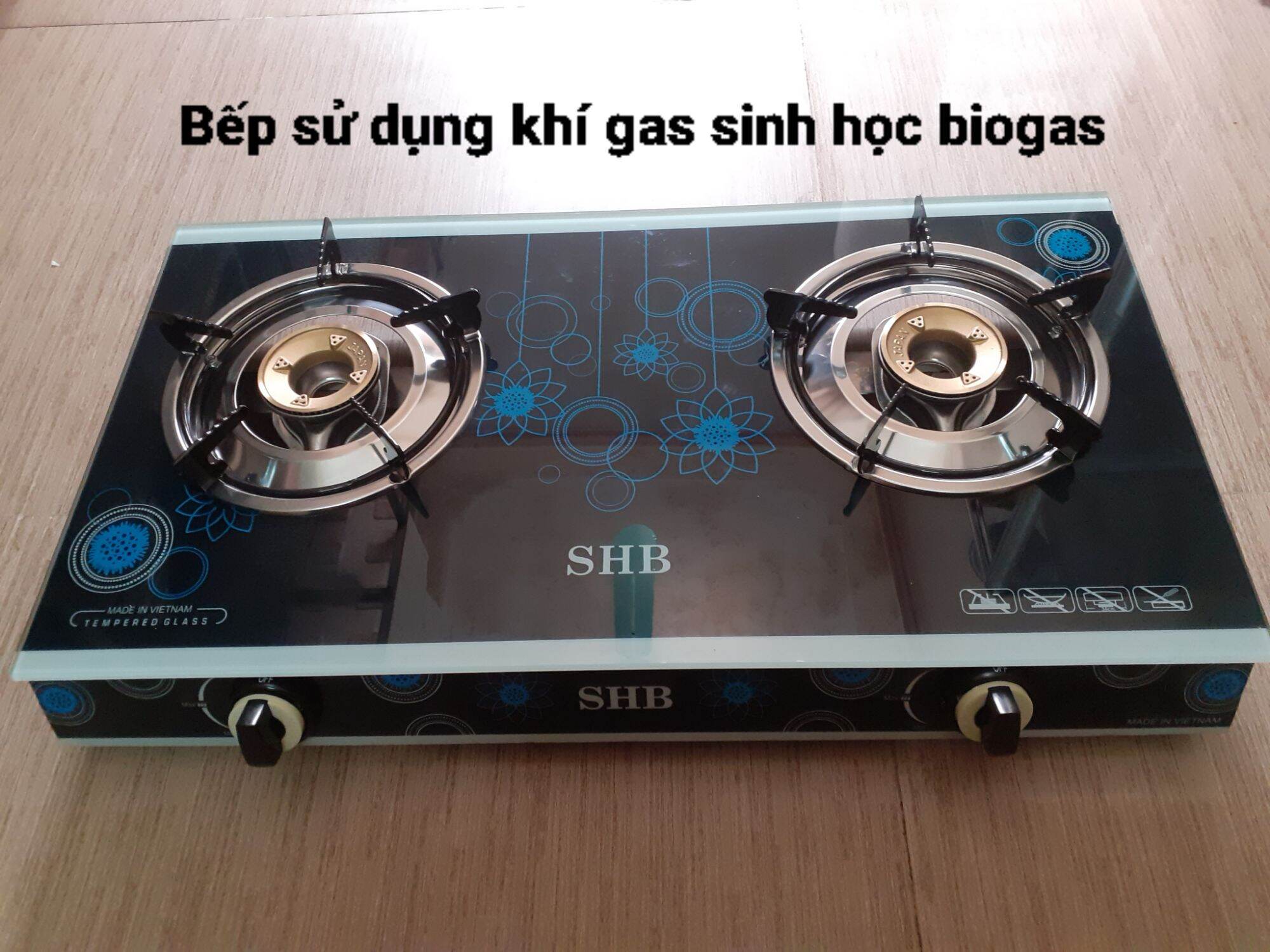 Bếp biogas đôi mặt kính, chén đồng SHB ( sử dụng khí bioga sinh học, khí chăn nuôi gia súc )