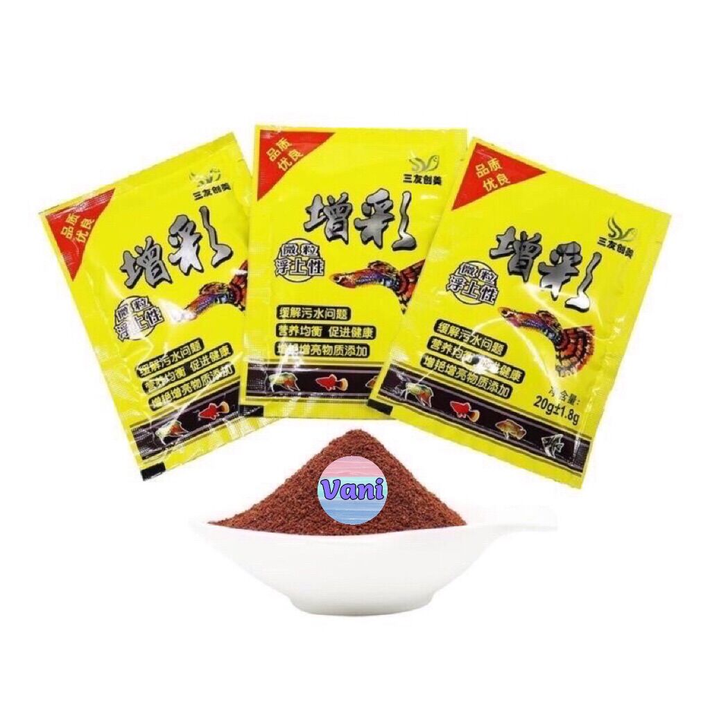 Thức ăn cho cá / cám cá 7 màu gói màu vàng 20gr