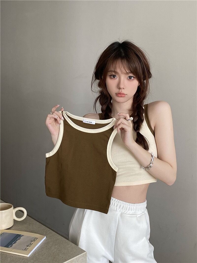 Áo Ba Lỗ Viền Nữ Basic - Áo Croptop Viền 2 Dây Nữ - Áo 2 Dây Basic Co Giãn (CAM KẾT DÀY DẶN, HÌNH SHOP CHỤP 100%)