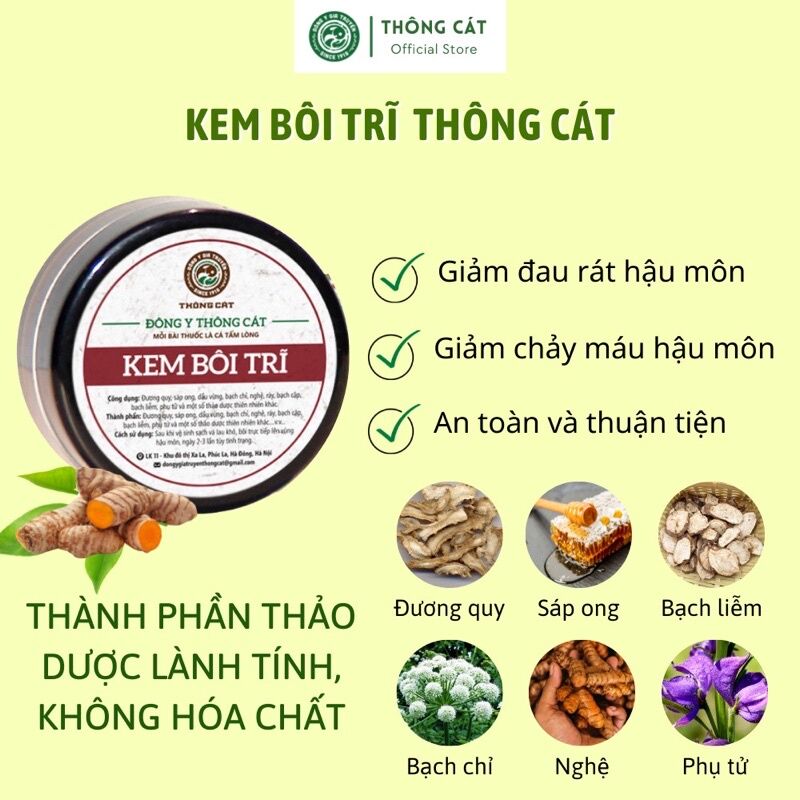 Kem bôi trĩ Thông Cát co nhanh búi trĩ teo trĩ nội trĩ ngoại