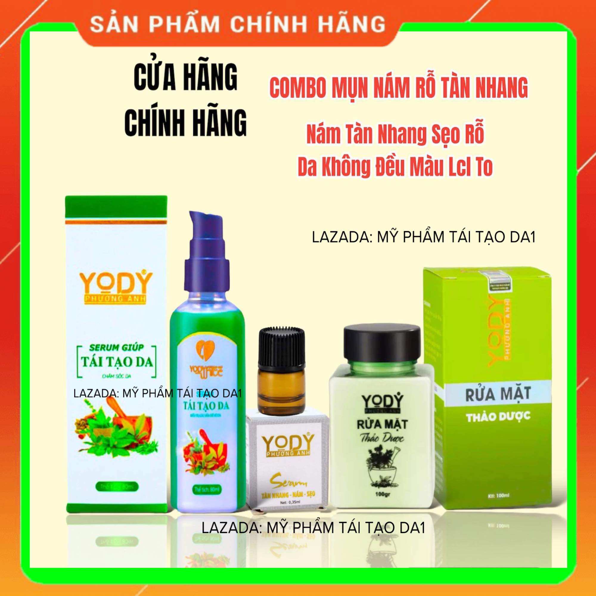 COMBO CHẤM TÀN NHANG NÁM RỖ - Tái Tạo Da Phương Anh - Bột Rửa Mặt Yody White Phương Anh