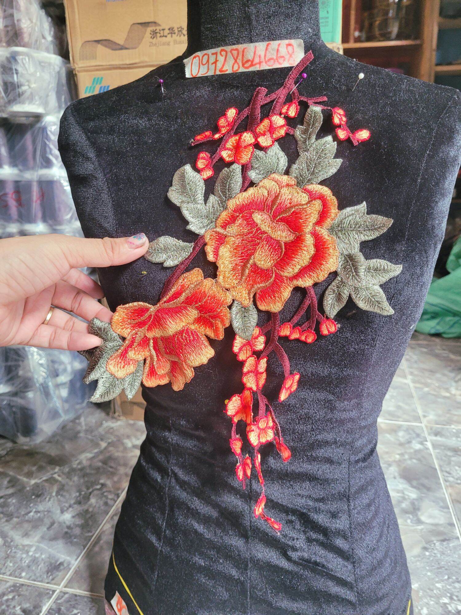 1 bông Hoa thêu trang trí mã H120