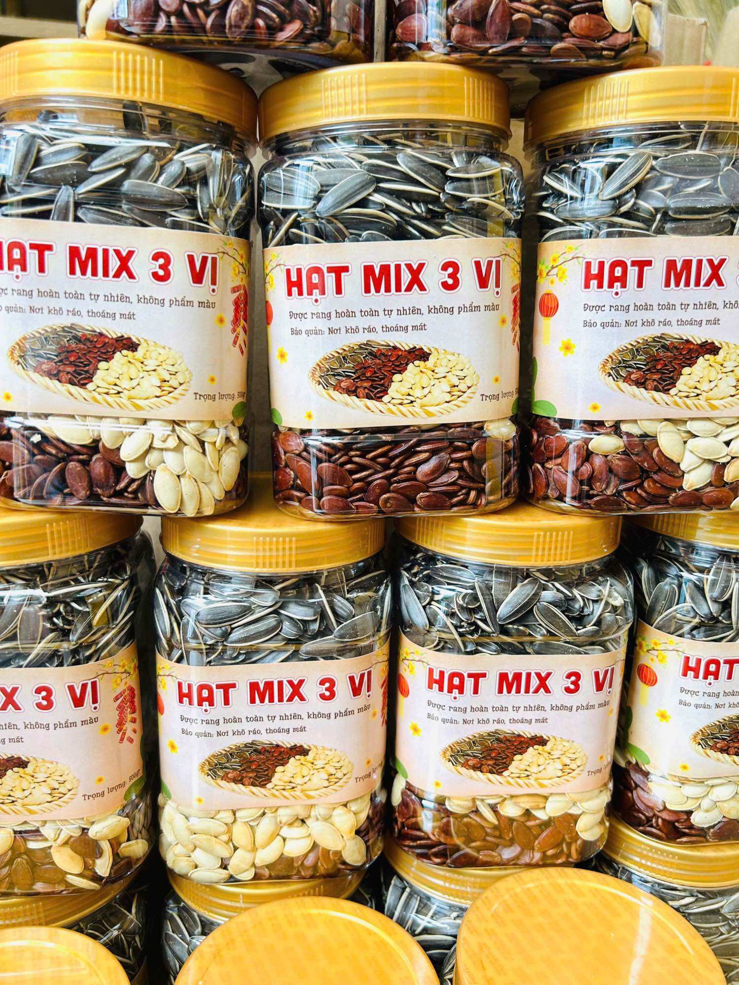 Hạt mix 3 vị rang củi (Hướng dương- Hạt dưa- Bí trắng) 350g