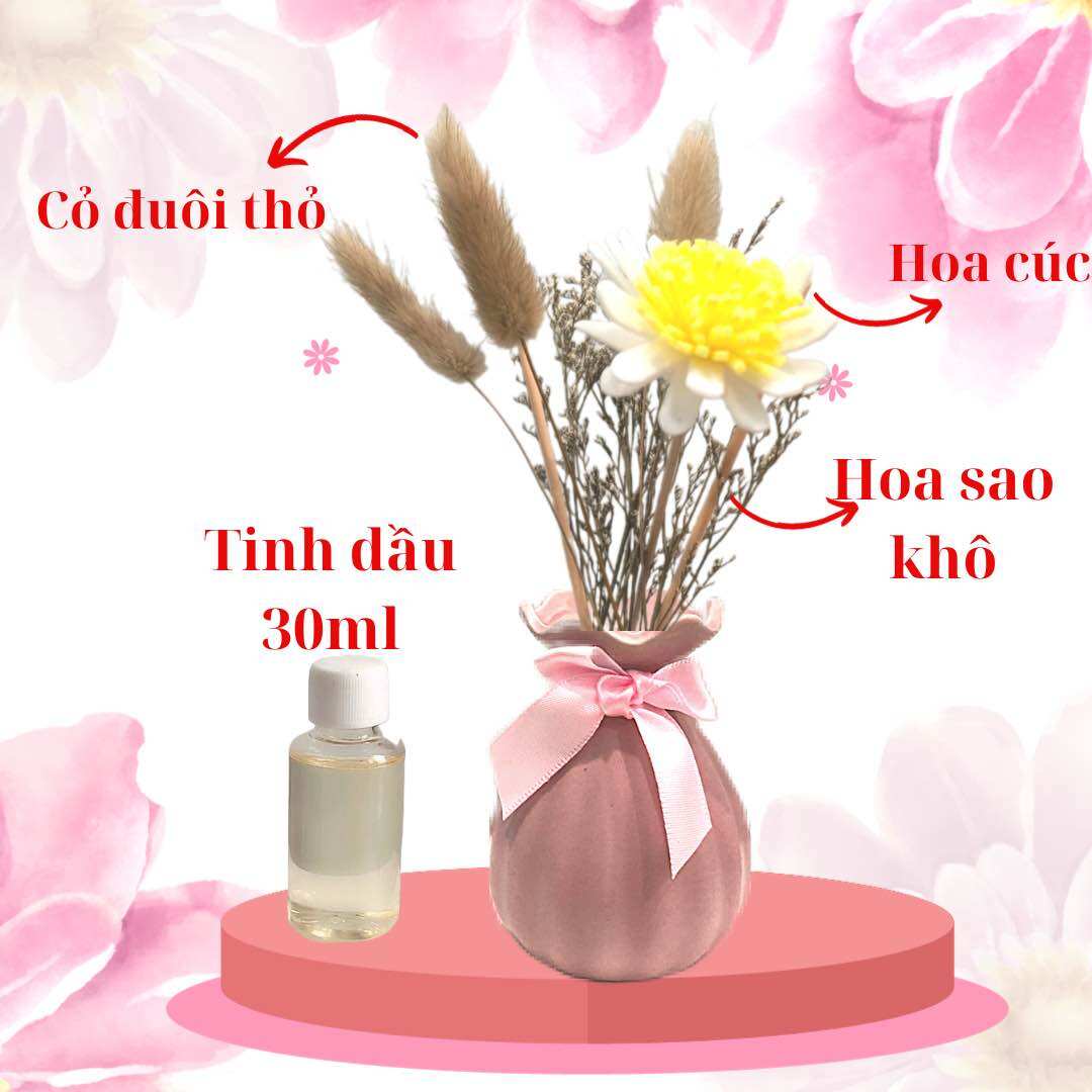 Tinh dầu thơm phòng lọ gốm hoa khô thiết kế