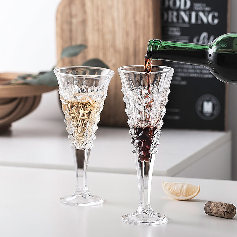 Bộ Ly Rượu Phong Cách Châu Âu Phổ Biến Bộ Thủy Tinh Pha Lê Không Chì Cao Thân Rượu Vang Đỏ Champagne Cup Dùng Cho Gia Đình Vintage Thiết Kế