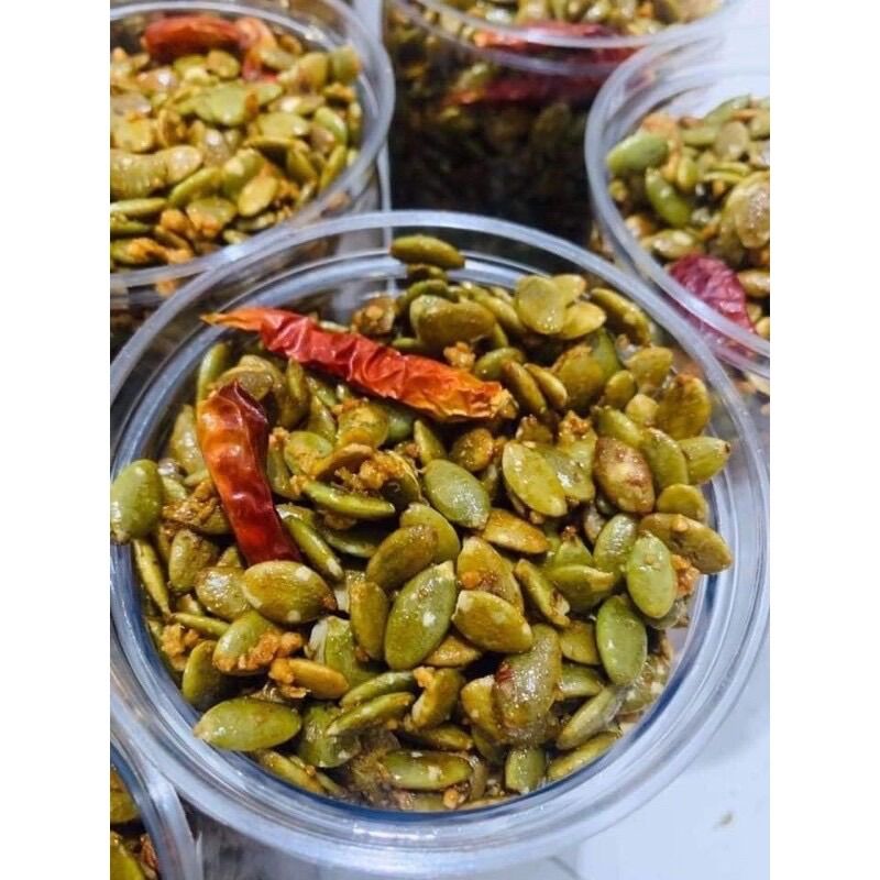 Hạt Bí Xanh rang tỏi ớt hộp 500g