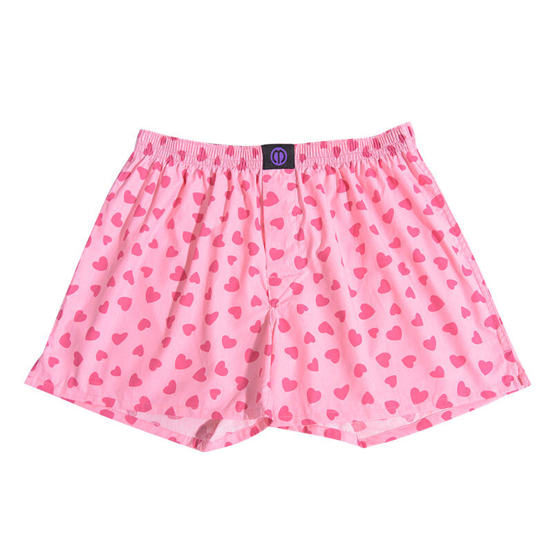 Trái Tim Màu Hồng In Hình Cặp Đôi Cotton Aro Quần Giữa Eo Võ Sĩ Kích Thước Lớn Dáng Rộng Đồ Lót Gia 