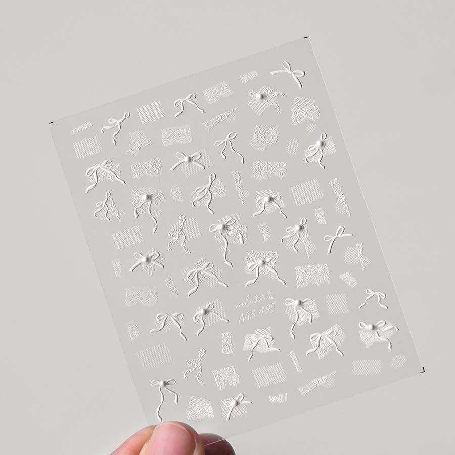 STICKER NỔI NƠ REN ĐÍNH NGỌC TRAI 5D