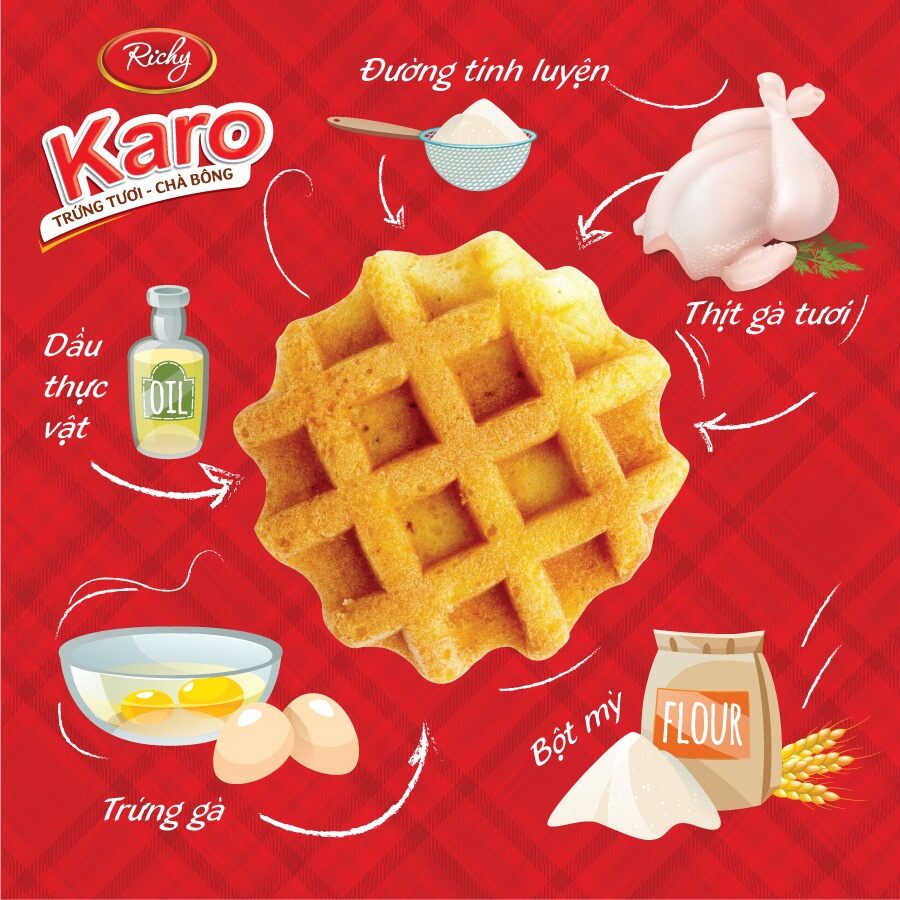 Bánh tươi Richy KARO chà bông bịch 6 chiếc (26g/chiếc)