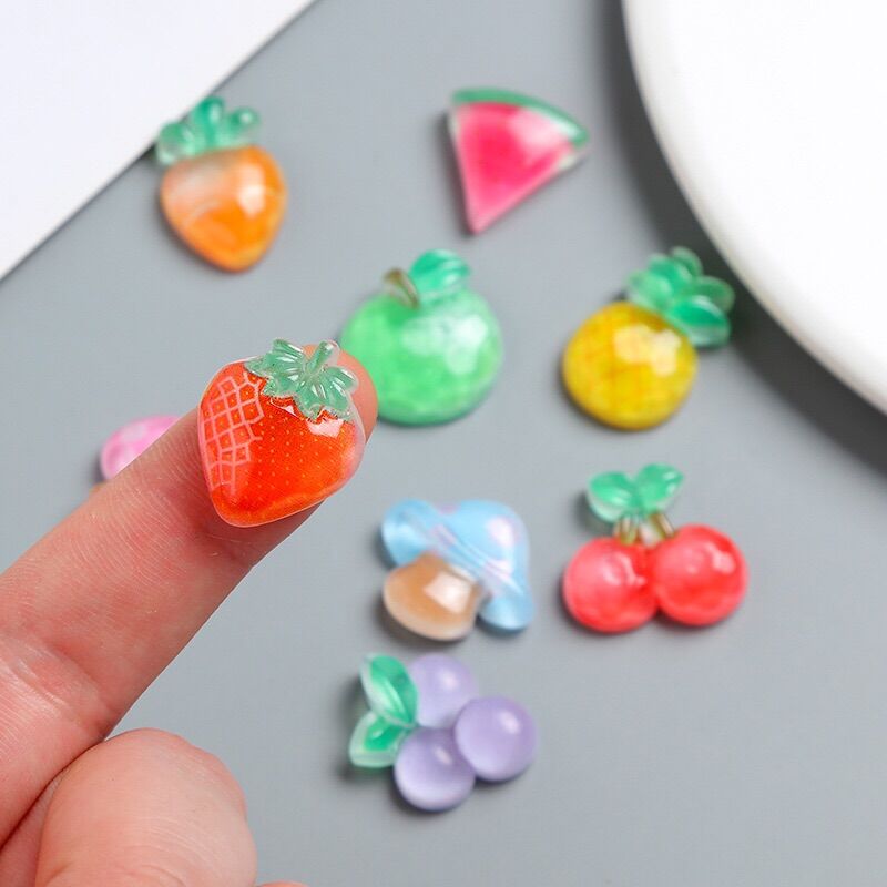 Set 10 charm hoa quả 10 mẫu lập thể siêu đẹp