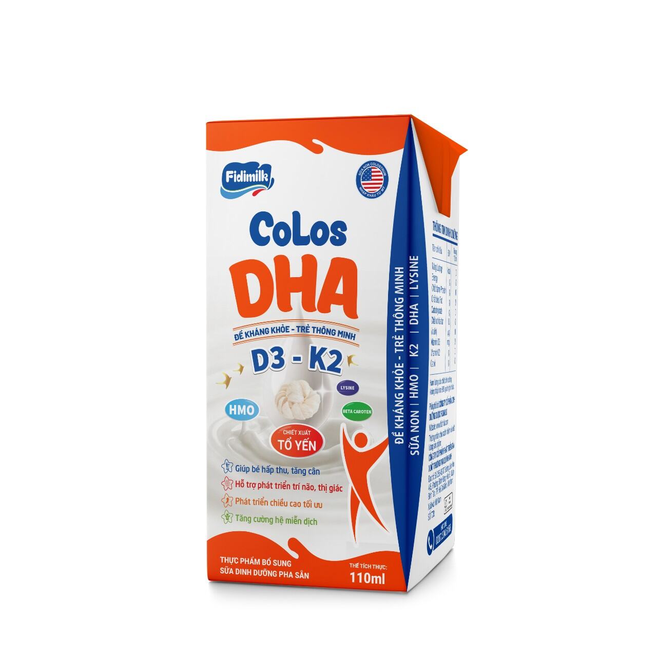 Thùng 48 hộp _ Sữa bột pha sẵn Fidimilk COLOS DHA hộp 110ml