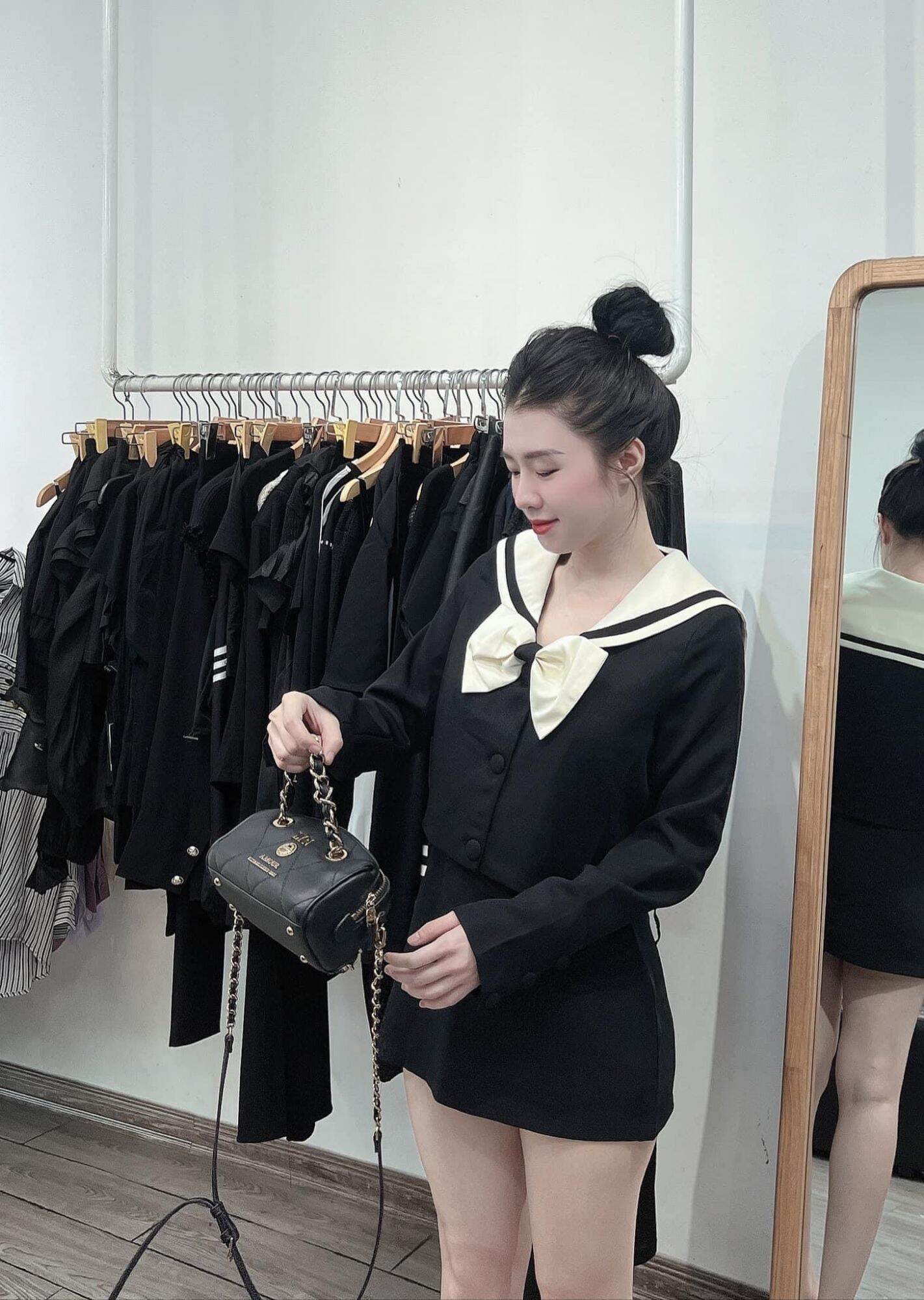 Sét váy nơ thủy thủ sẵn hànv HNG32