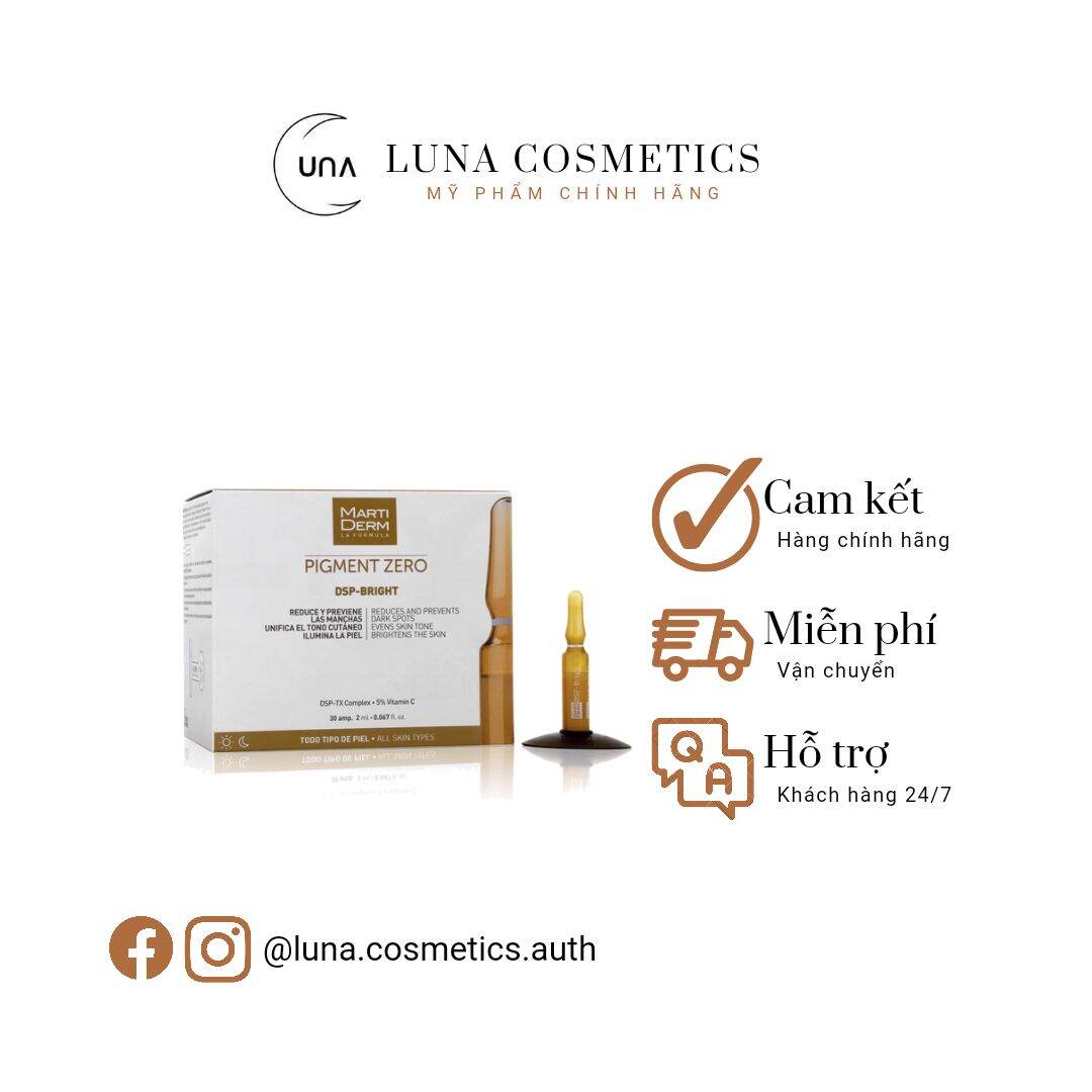 Ampoule dưỡng sáng đều màu da giảm đốm sắc tố - martiderm pigment zero dsp bright | serum ngăn ngừa nám trắng da martiderm