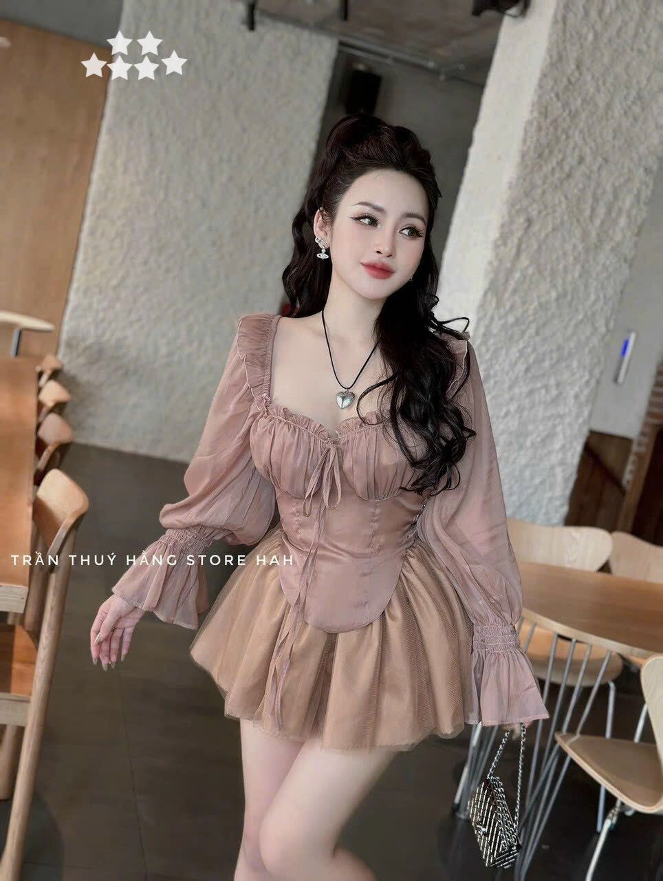 ĐẦM NỮ TAY PHỒNG DÁNG XÒE MK