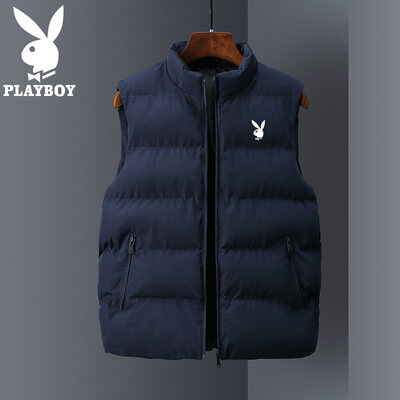 Playboy áo gile nam mùa đông áo lót không tay mặc bên ngoài bông tơ cổ - ảnh sản phẩm 4