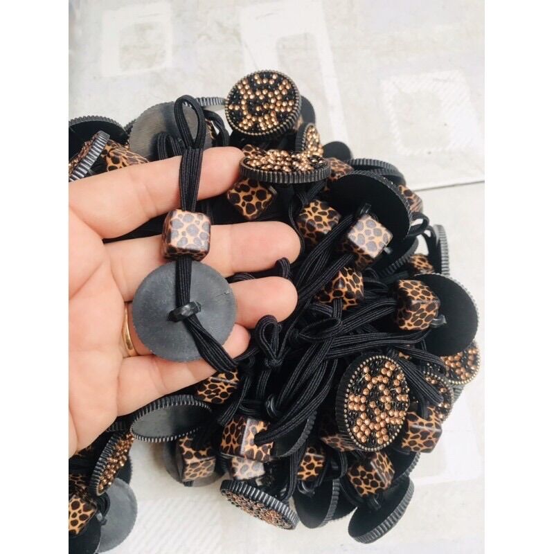 🌟🌟Set 20 Dây Cột Tóc Ngọc Màu Da Beo (Hình Thật)
