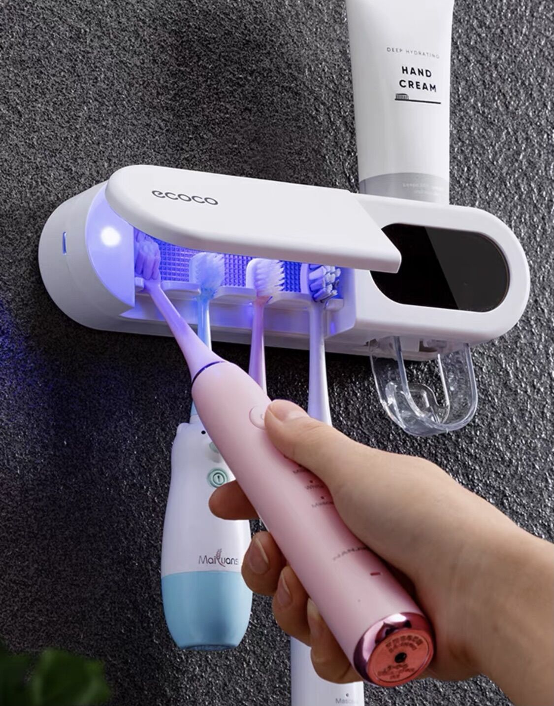 Máy cắm bàn chải khử khuẩn,kệ cắm bàn chải tiệt trùng ecoco cao cấp