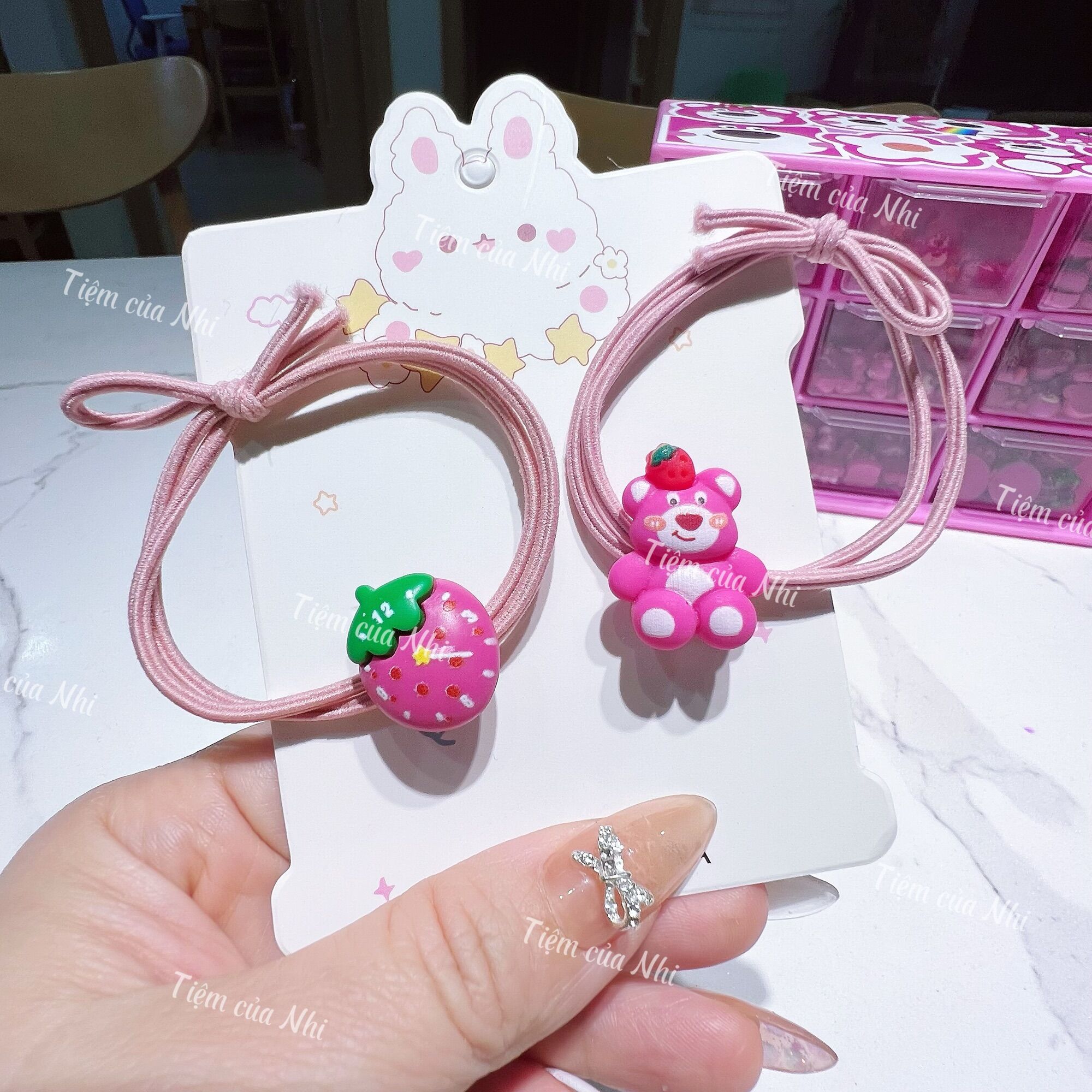 SET 2 DÂY CỘT TÓC GẤU DÂU LOTSO