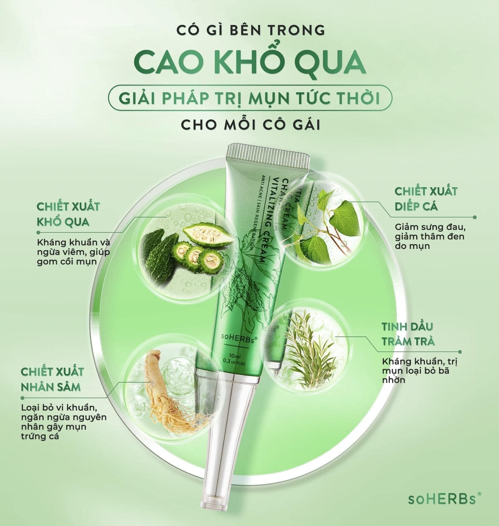 Combo Cao Khổ Qua Và 3 Gói Xông Mặt Thảo Mộc Dành Cho Da Mụ.n